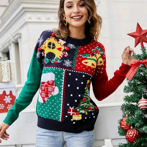Christmas Pattern Drop Shoulder Sweater - Picture 3 of 5